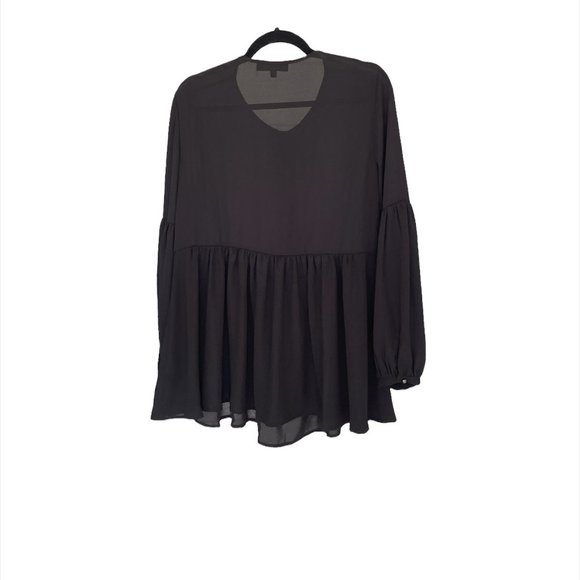 Catherine Malandrino Black Silky Peplum Blouse - Size 8 - Picture 3 of 3